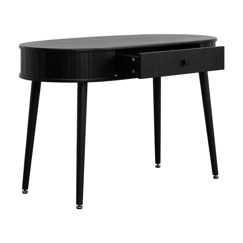 Bureau d'écriture Stream avec tiroir caché et rainures verticales, Noir brûlé