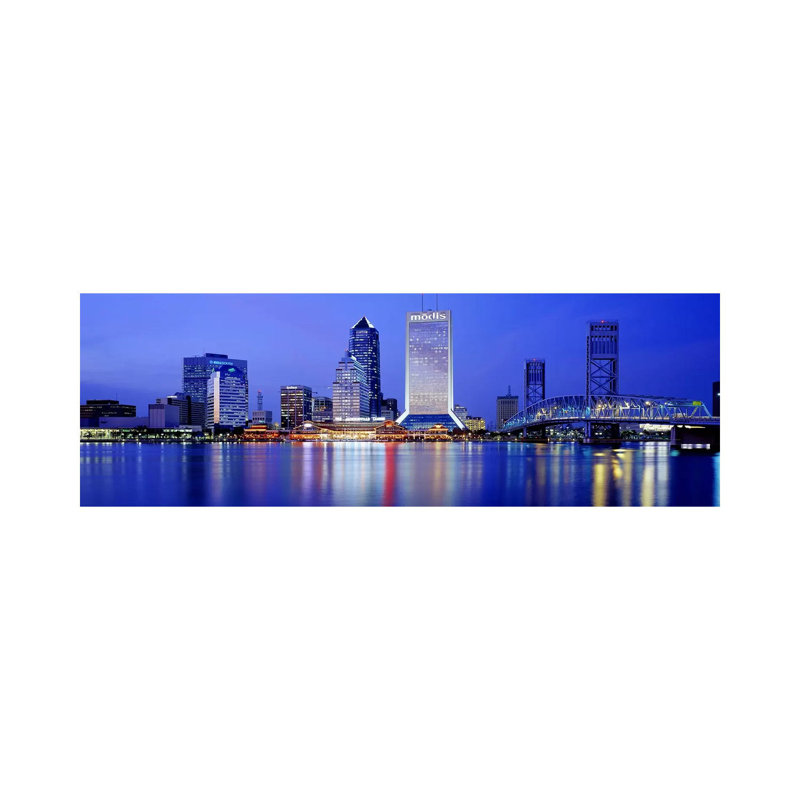 Night, Jacksonville, Florida, USA - Wrapped Canvas Panoramic Print, 121.92 cm H x 40.64 cm W x 1.91 cm D