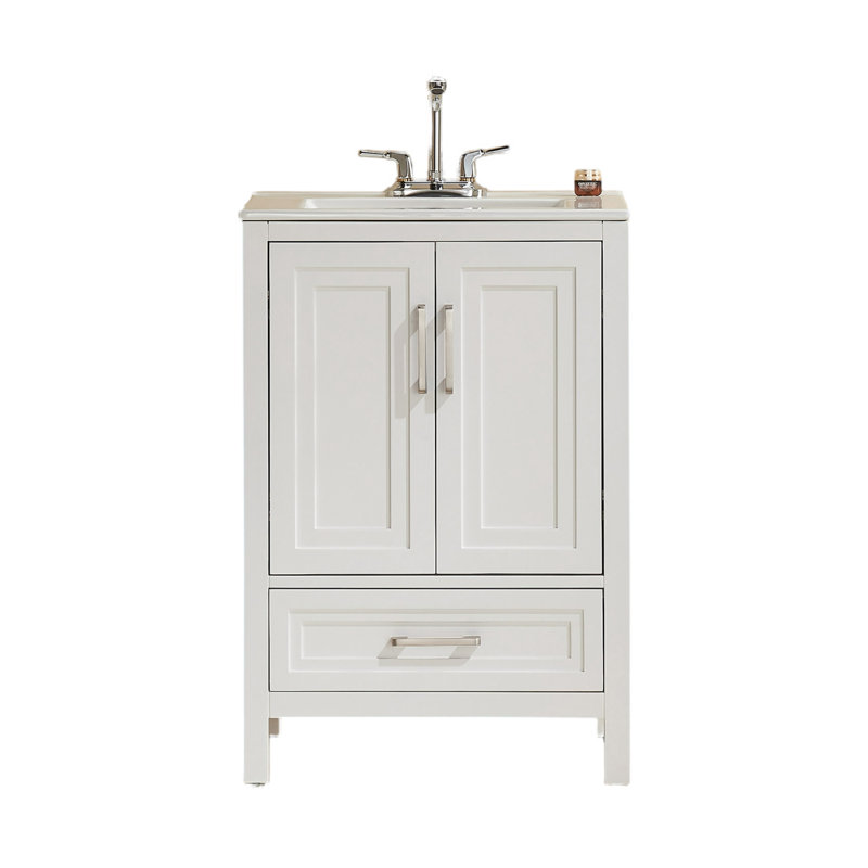 Meuble-lavabo simple mural et flottant 24 po avec lavabo en céramique
