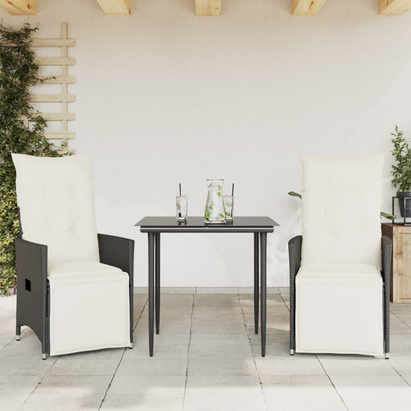 Ensemble de 2 chaises de jardin inclinables, Beige, Noir