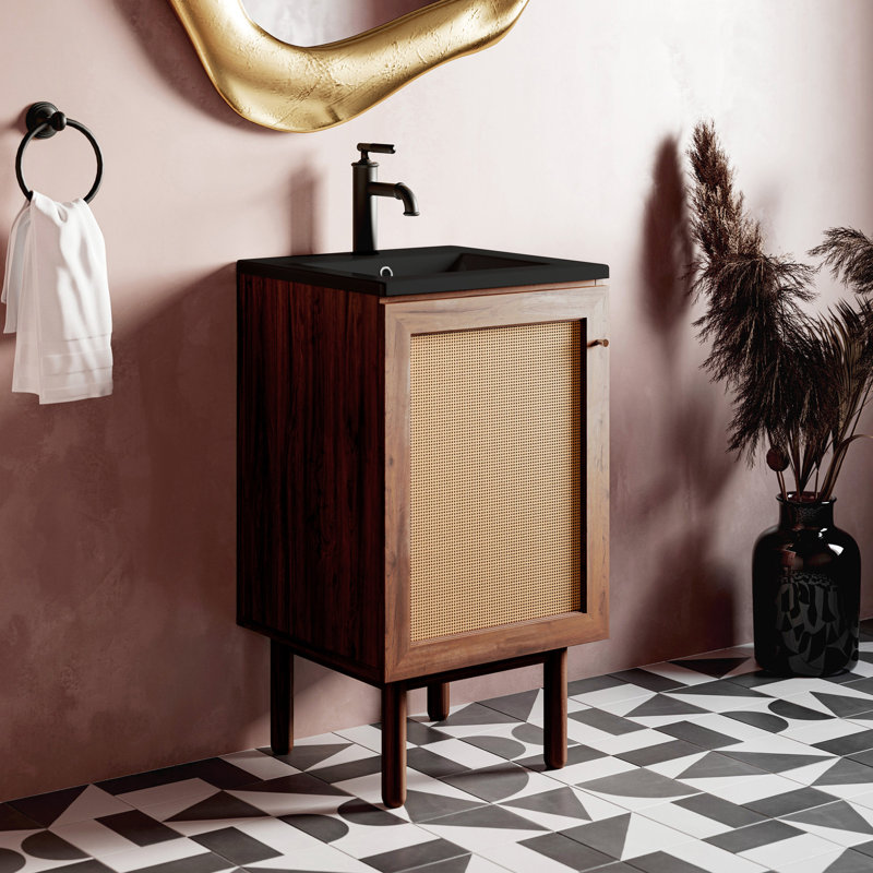 Ensemble de meuble-lavabo autoportant en chêne brun 18 po avec comptoir Classe, Chêne brun, Blanc
