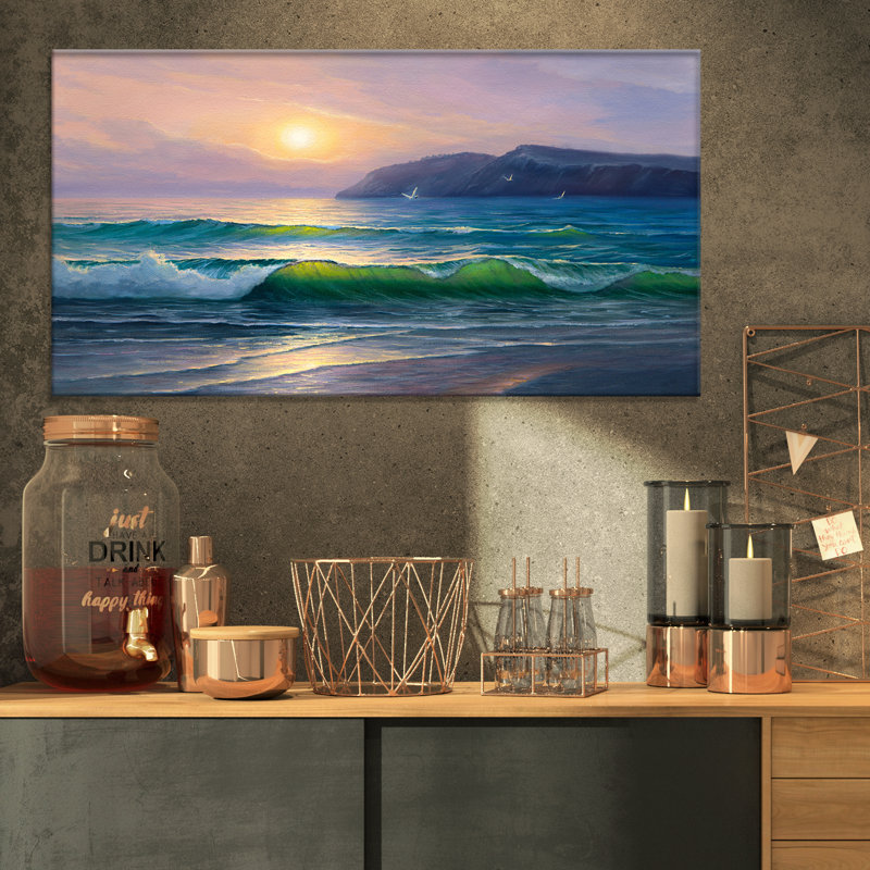 «Landscape Calming View of Sunrise - Reproduction de photo sur toile tendue, H 16 po x l 32 po x P 1 po