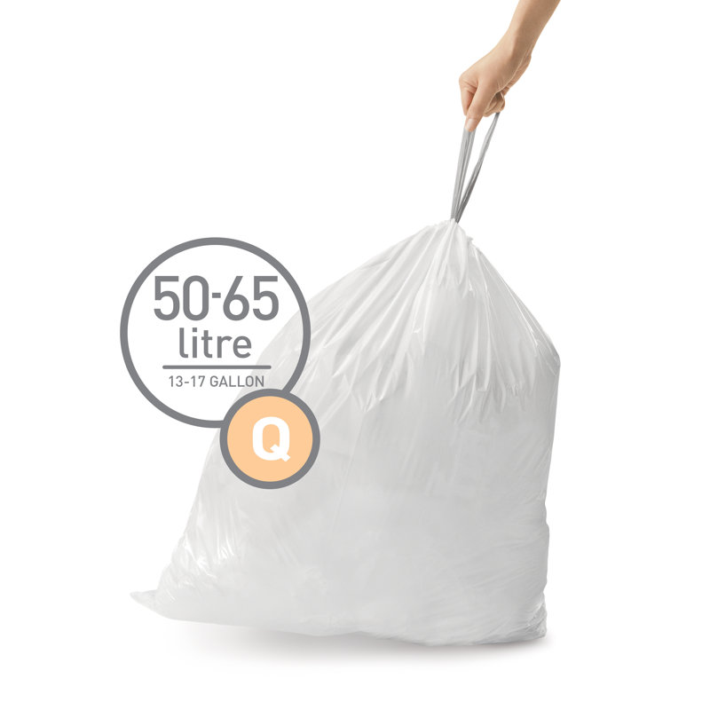 Simplehuman Liners 17 Gallons 50% Post-Consumer Recycled Plastic Trash Bags - 60 Count