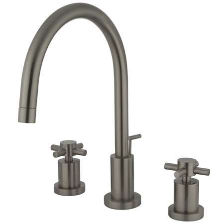 South Beach Double Cross Handle Widespread Bathroom Faucet with Drain Assembly, Satin Nickel