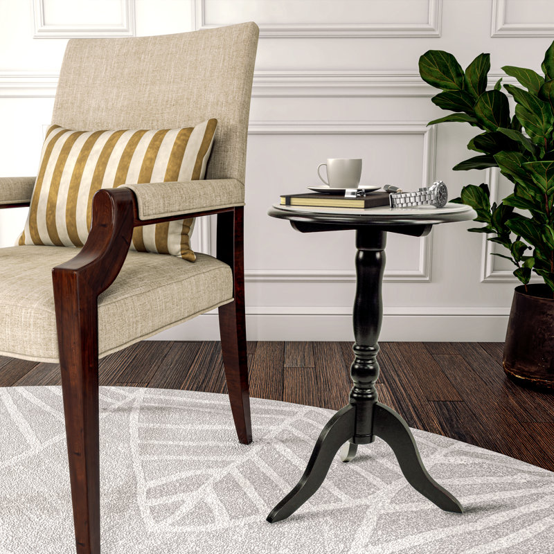 24 Round Pedestal Accent End Table, Black