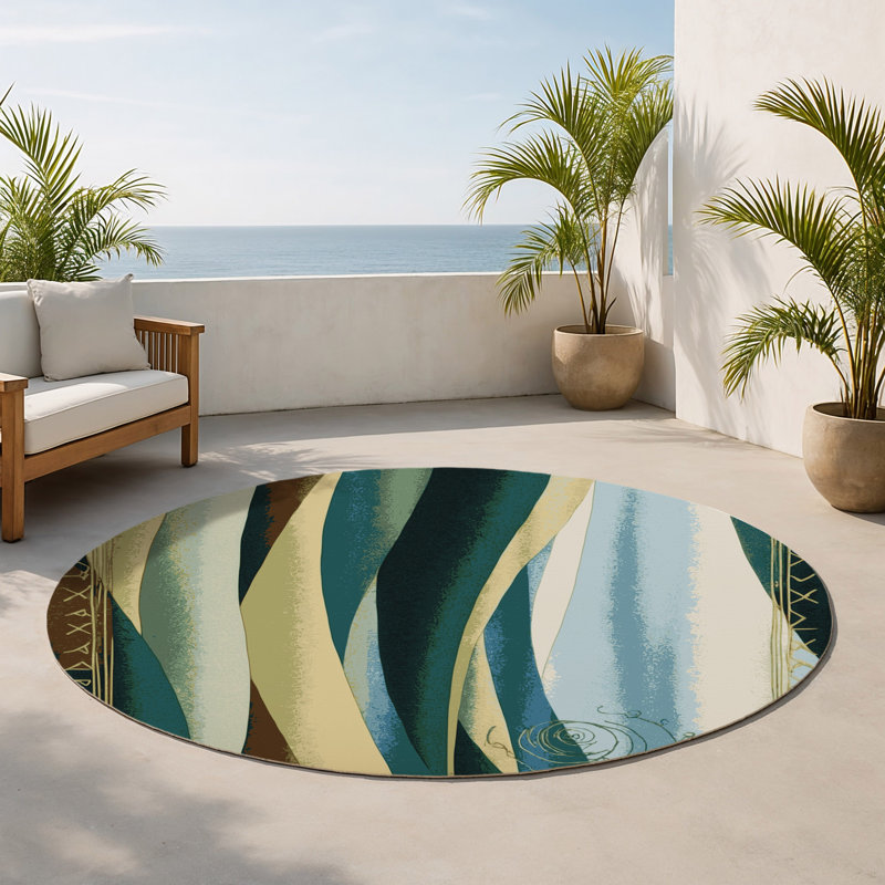 Tapis intérieur et extérieur Twilight Dunes, Rond 5 pi
