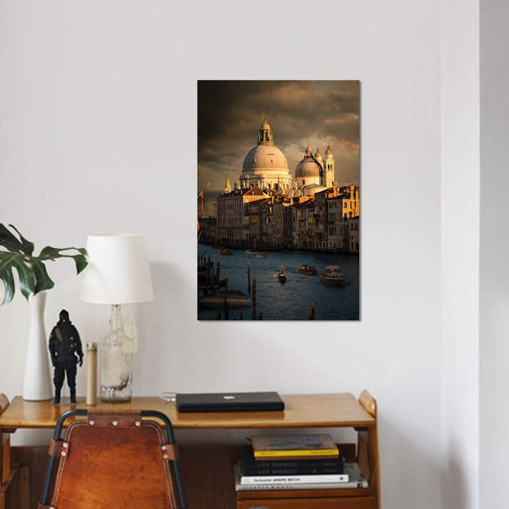 Imprimé coucher de soleil venice sur toile, H 12 po x l 8 po x P 0,75 po, Toile tendue, Pas de tapis