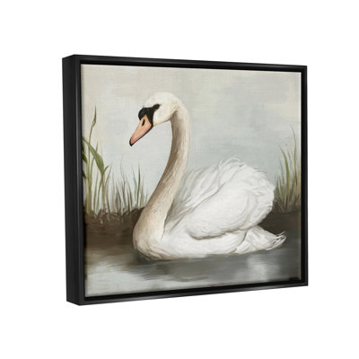 Au-872-Framed " Swan In Pond Painting " by Ziwei Li