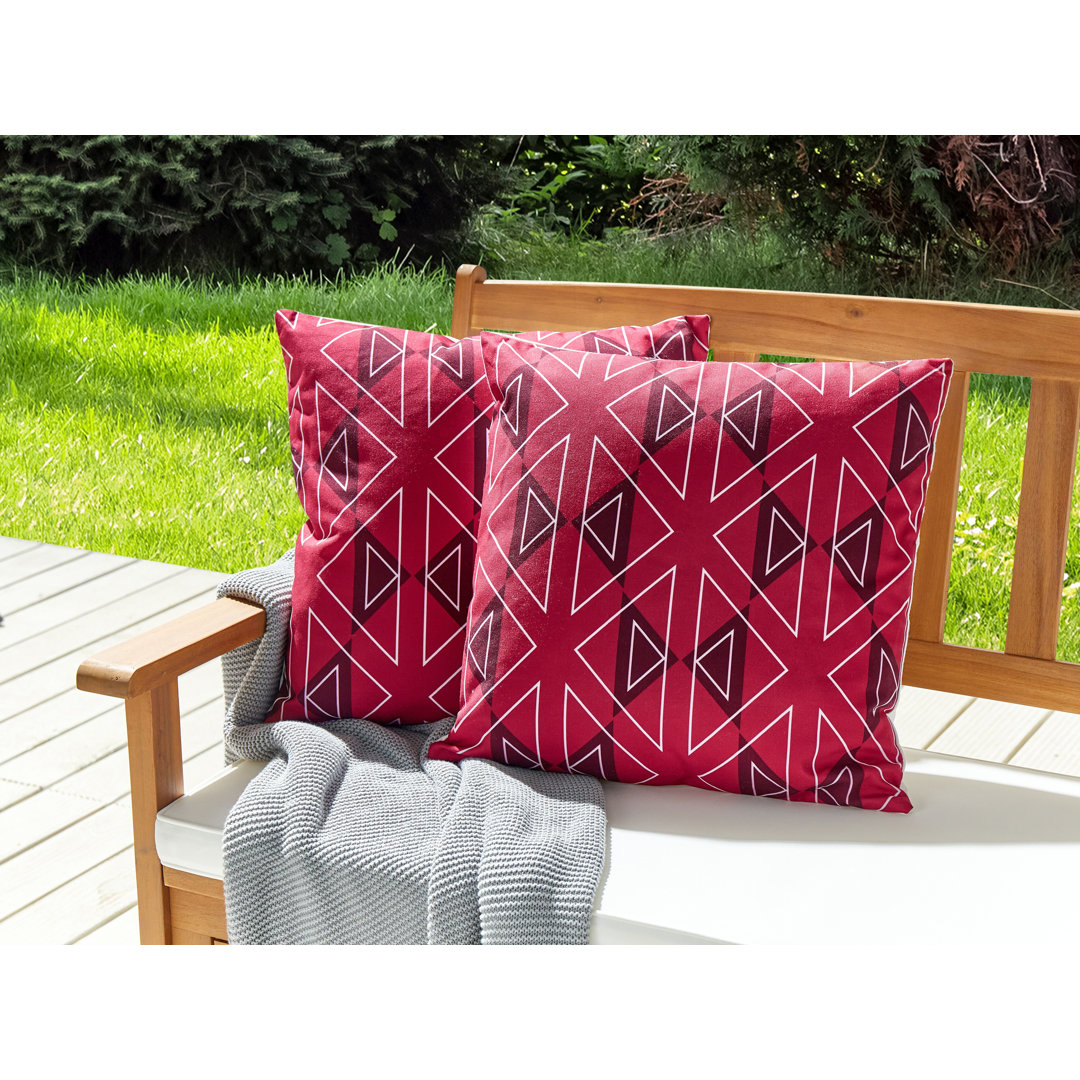 Zakaryan Mezzano Indoor / Outdoor Geometric Pink Square Scatter Kissen mit Füllung