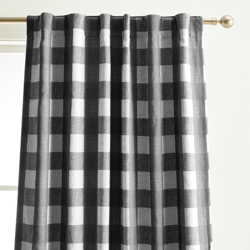 Threadmade Grainger Rod Pocket Back Tab Window Curtain, Black - 52"W x 84"L, 52" W x 84" L, Black