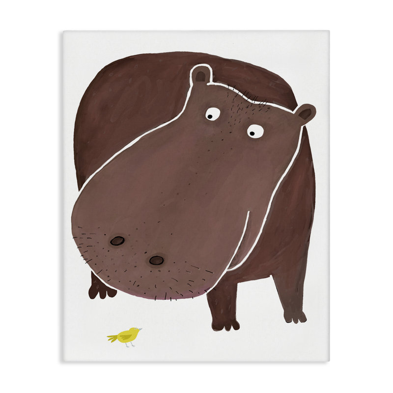 Toile Hippo and Bird Friends, design par Carla Daly, H 20 po x l 16 po