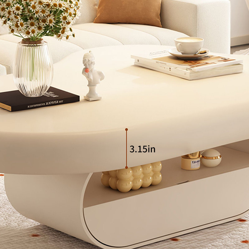 Table basse avec rangement Creamy Cloud, H 76 cm x l 51 cm