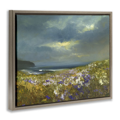 "Flowers By Stormy Beach", art mural encadré par Sheila Finch