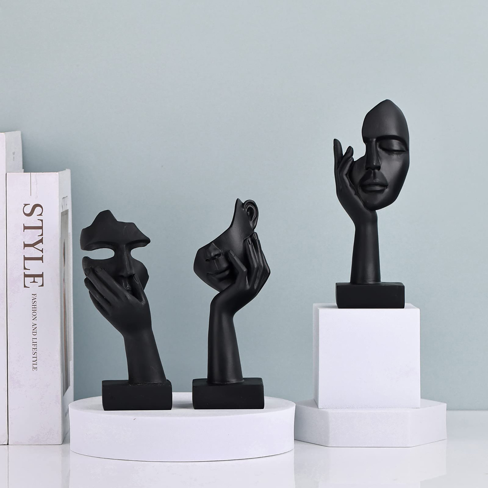 Flash Home Decoration Accent Art Woman Face Statue Collectible Statue