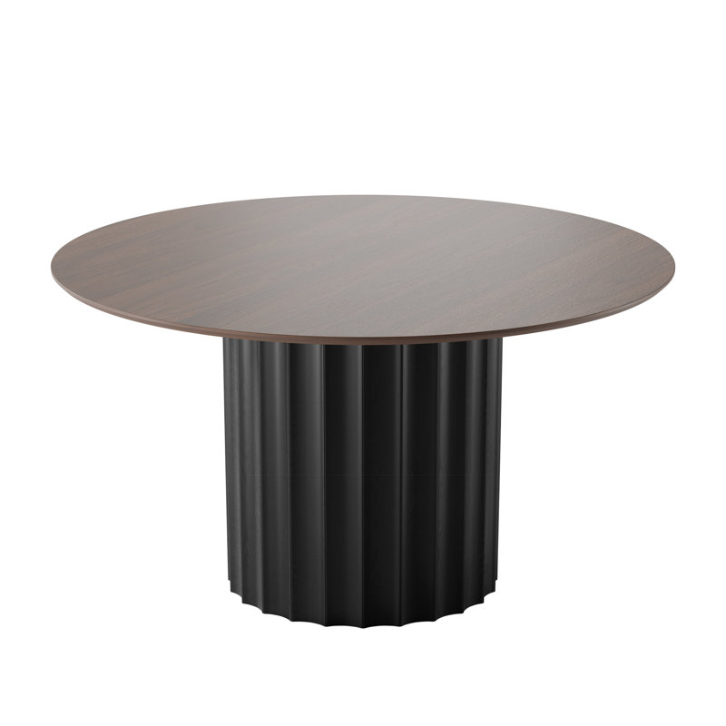 Soild Dining Table Round Kitchen Table, Brown Wood, 30"H x 60"L x 60"W
