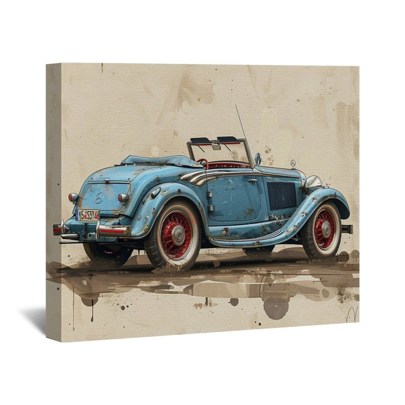 Toile de voiture rétro - décoration murale automobile, H 11 po x l 14 po