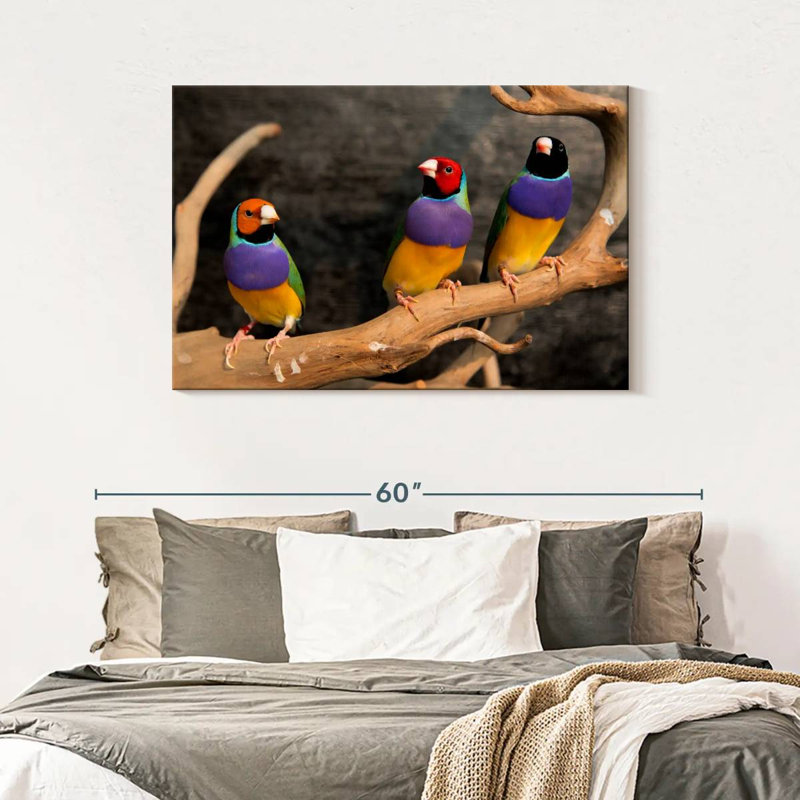 Rainbow Finches, 30" H x 45" W