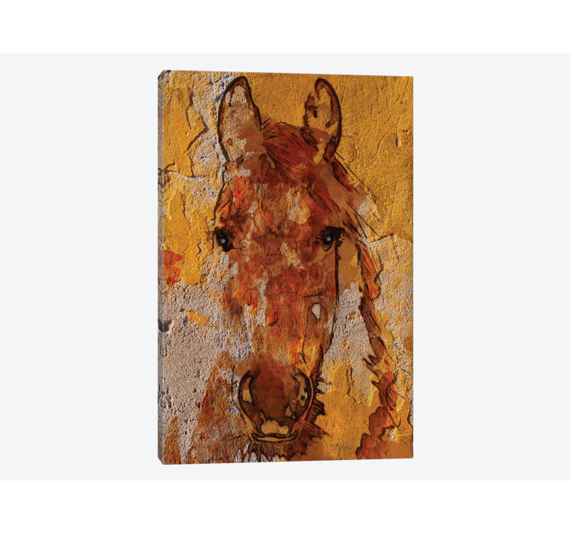 Jaune cheval, impression sur toile tendue, H 12 po x l 8 po x P 0,75 po, Pas de tapis, Toile tendue
