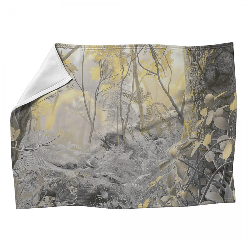 Jeté en molleton Golden foliage - Jetés nature pour canapés ou lits, L 60 po x L 80 po