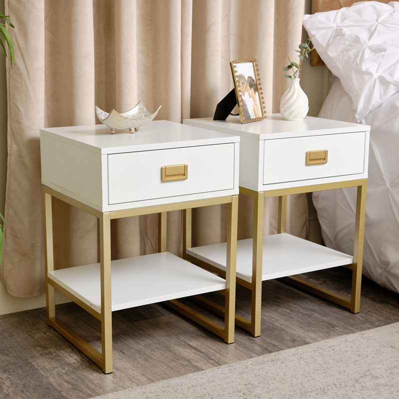 40cm W Solid + Manufactured Wood Bedside Table
