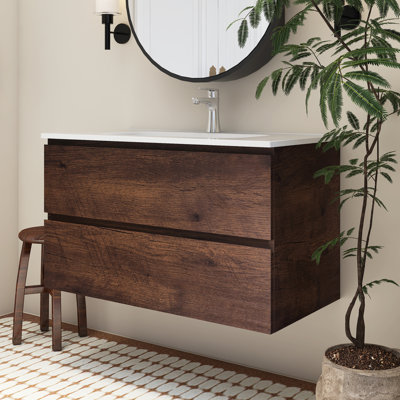 Wall-Mounted Bathroom Vanity Set With Ceramic Basin