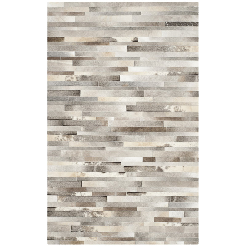 Tapis gris / ivoire tissé à la main à motif géométrique Fazeley, Rectangle 11 pi x 15 pi