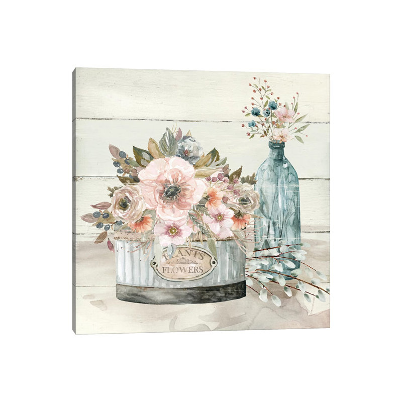 Shiplap Plants & Flowers by Carol Robinson - Wrapped Canvas Print, 66.04 cm H x 66.04 cm W x 1.91 cm D