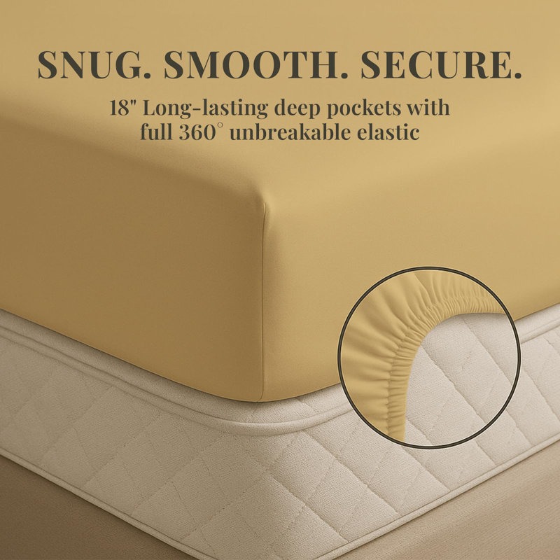 Premium Rayon From Bamboo Blend Sheet Set With Deep Pockets, Cooling and Breathable, Butter