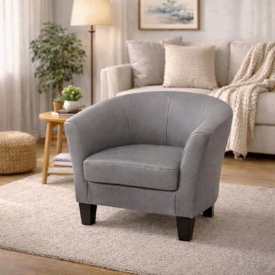 Faux Leather Accent Chair Gray
