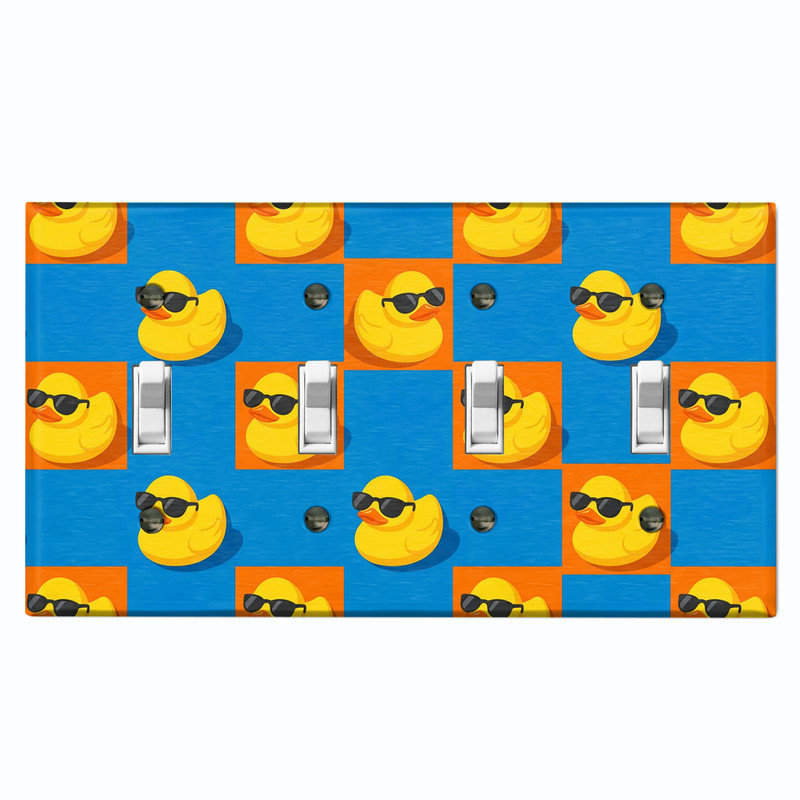 Couvercle de plaque d'interrupteur en métal; Bascule 4 bandes US standard - canards en caoutchouc froids, # 4 Quad bascule