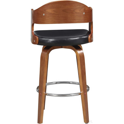 Tabouret de bar pivotant en bois et en similicuir de 27 po de hauteur Mid-Century