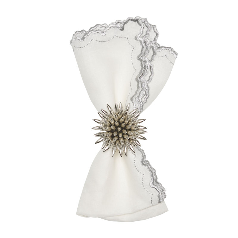 Arches Napkin, White/Silver