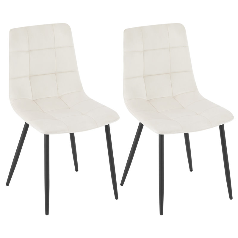 Amatrudo 44.5cm H Velvet Upholstered Side Chair, Cream
