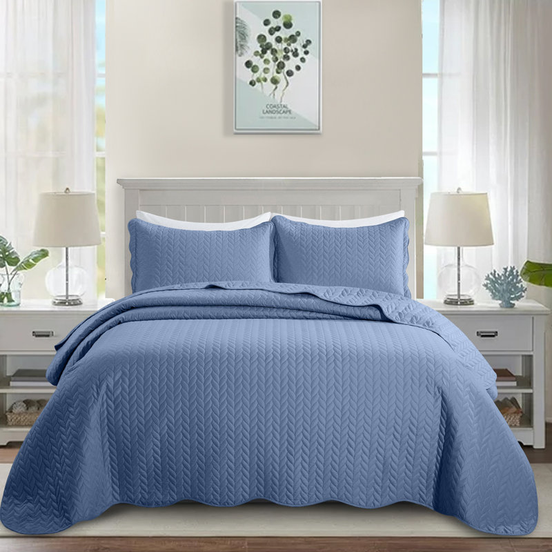 Ensemble de couvre-lit en microfibre , Très grand, Bleu délavé