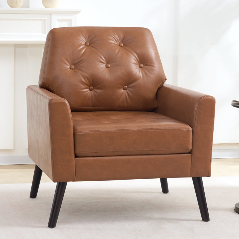 Faux Leather Armchair, PU-BROWN