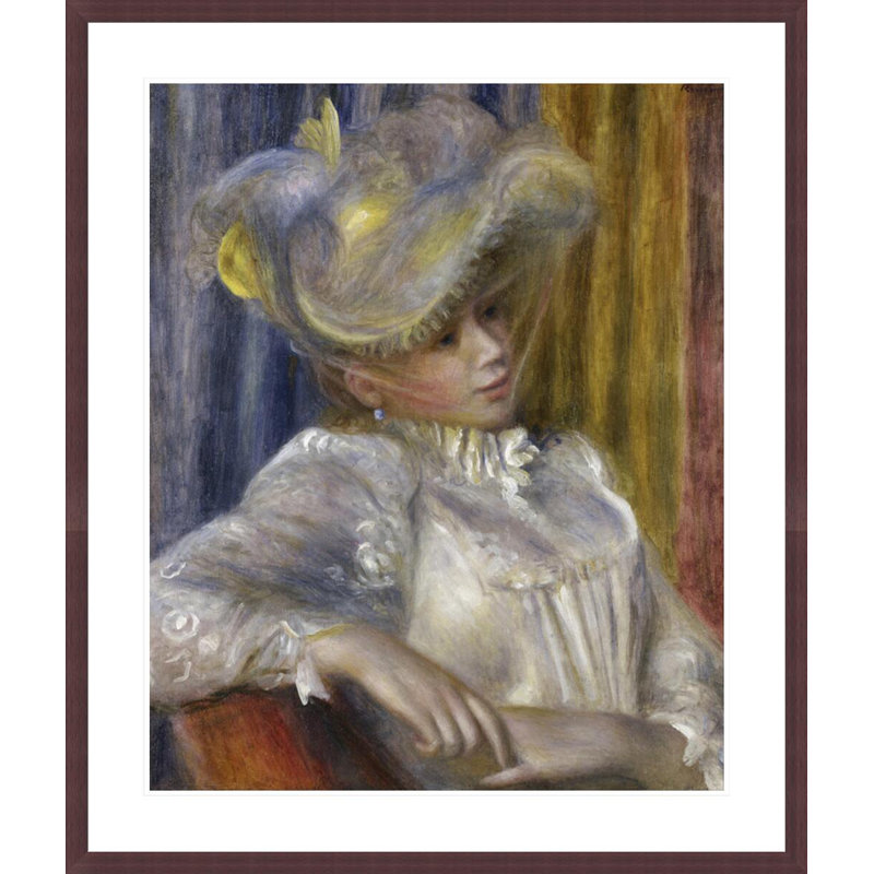 «Woman with a Hat» par Pierre-Auguste Renoir, impression giclée encadrée, H 39,48 po x l 33,5 po