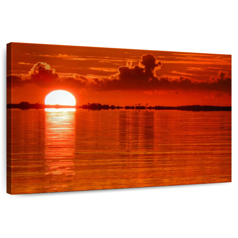 Coucher de soleil sur la plage Gillard Bahamas, H 20 po x l 30 po