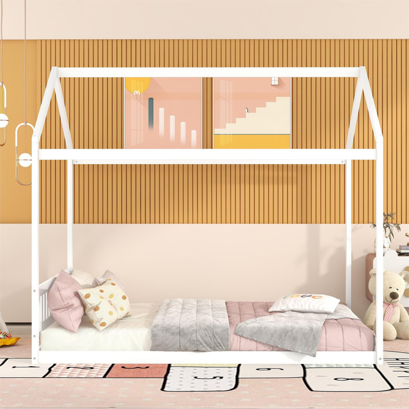 Queen Size House-Shaped Canopy Bed, White