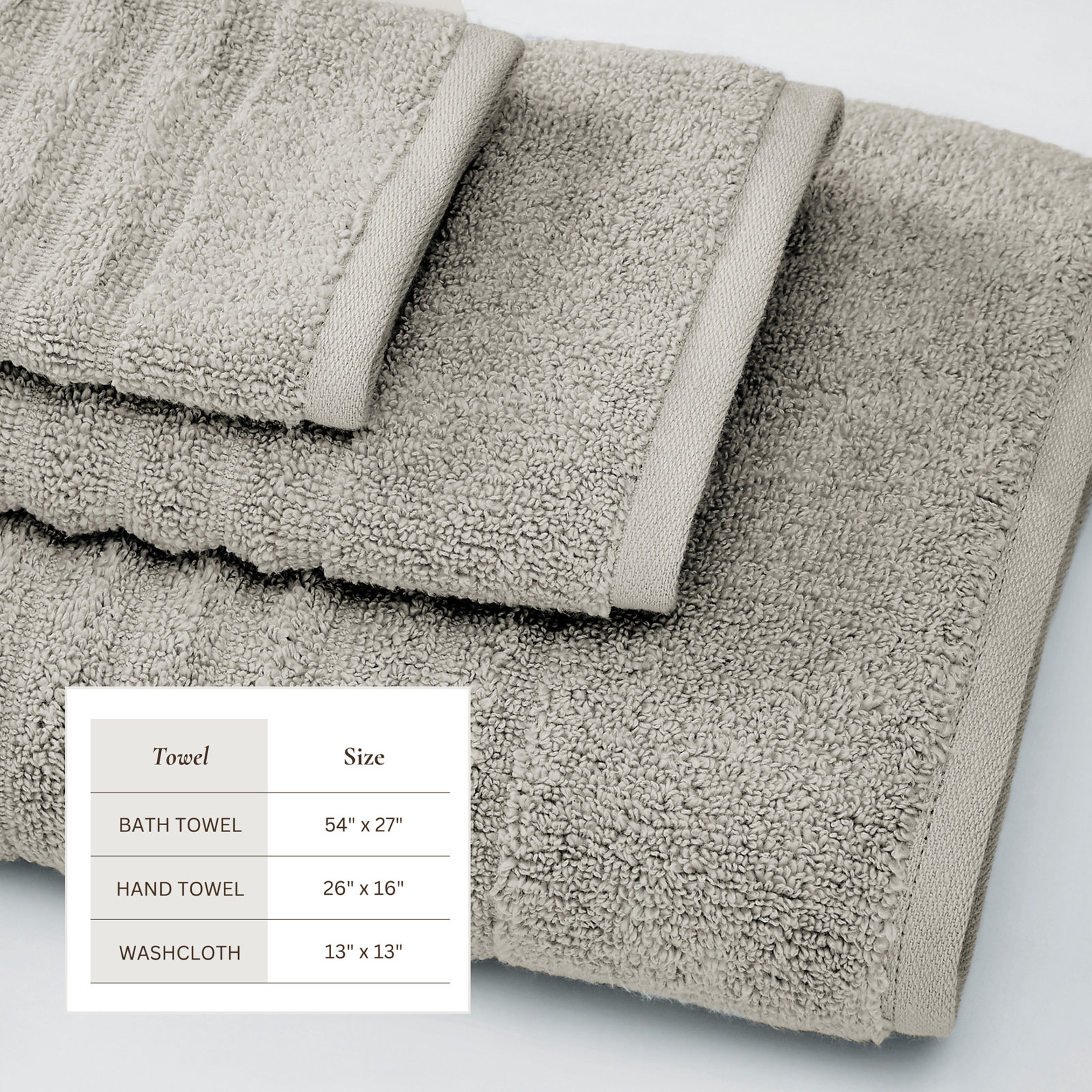 6 Piece Towel Set, Mid Gray