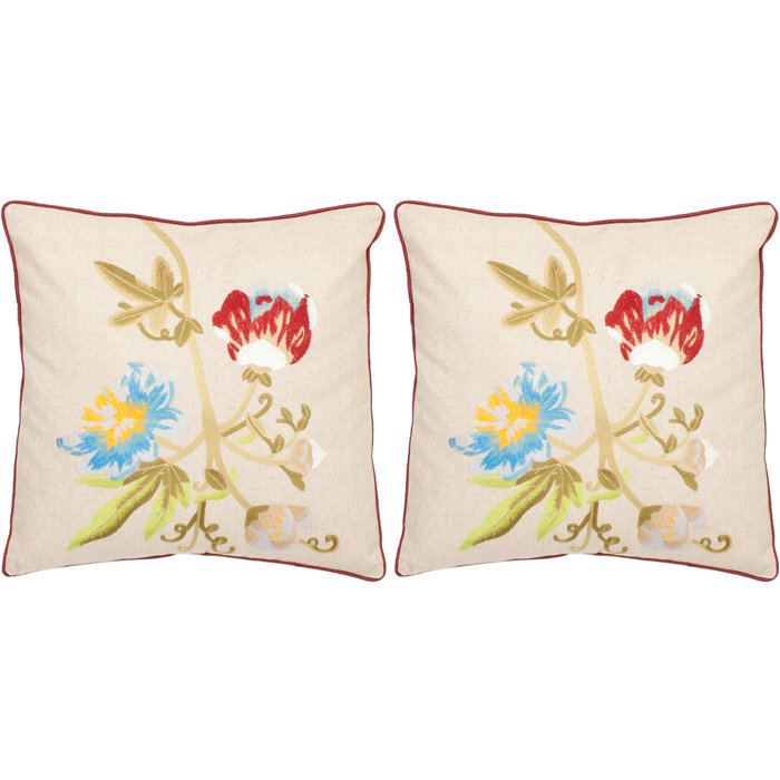 Embroidered Reversible Throw Pillow