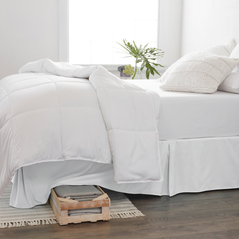 White Queen Cotton Polyester Minimalist Bed Skirt Panel