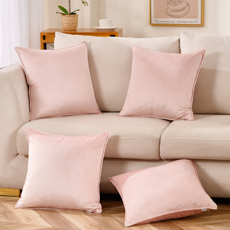 Coussin décoratif en velours, Rose clair