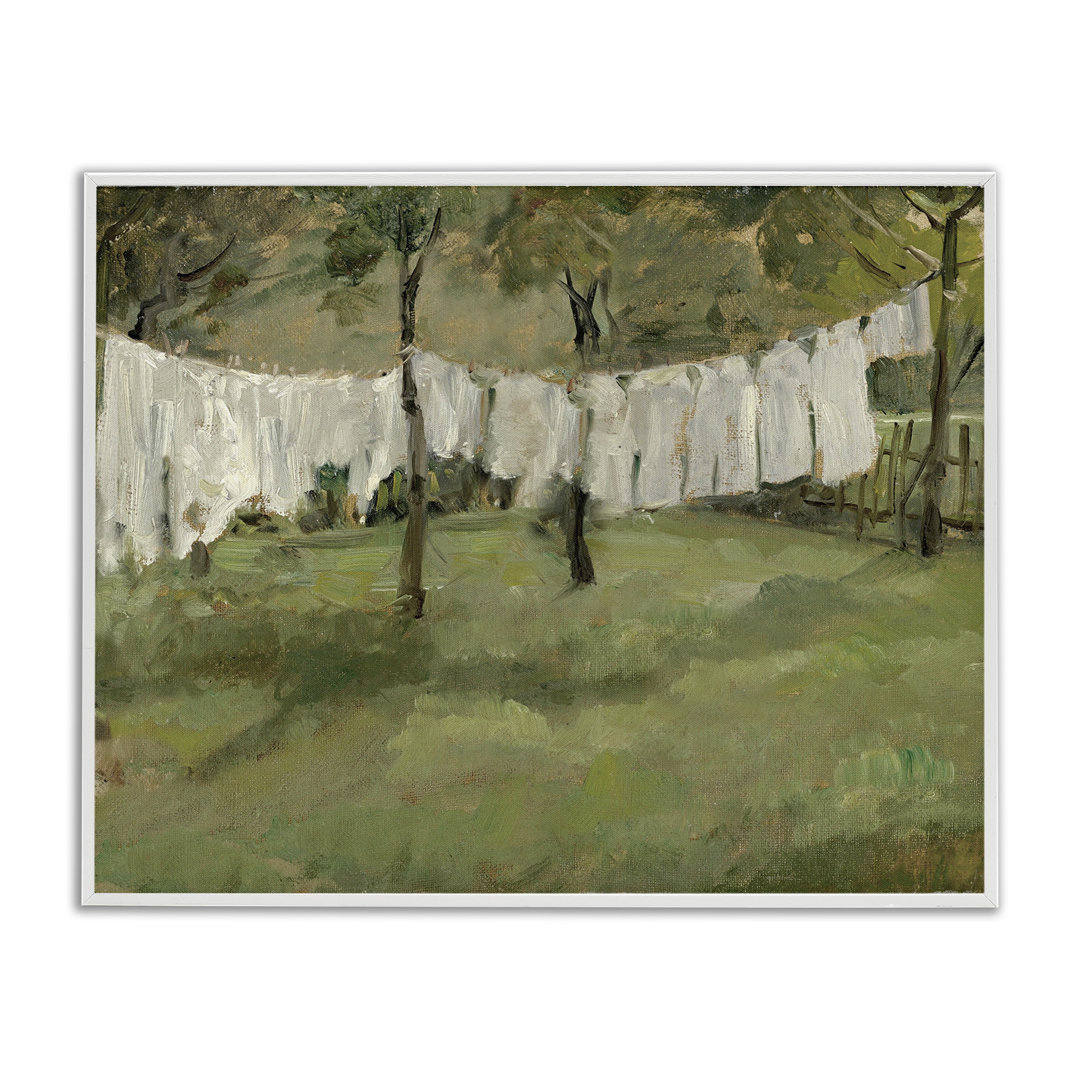 Soothing Yard Clothesline Scene Giclee Art By Lettered And Lined Stupell Industries Frame 