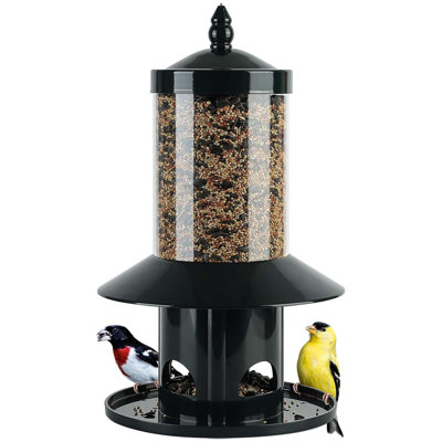 Squirrel Proof Hanging Feeder With 360° Perch Tray For Outdoor Wild Bird Seeds, Dark Green