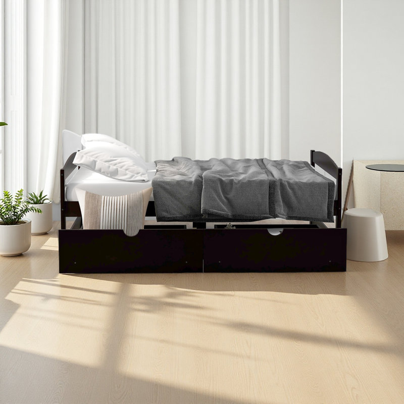Platform Bed, With Two Drawers, Espresso