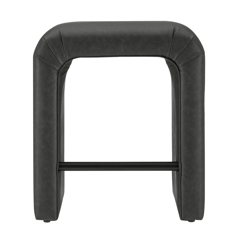 Berik Upholstered Counter Stool, Leather, Black