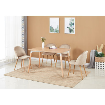 Heavener Modern Velvet Dining Chairs - Ergonomic Upholstered Curved Back with Solid Wooden Legs - Side Chair for Kitchen Living Room Dining Room