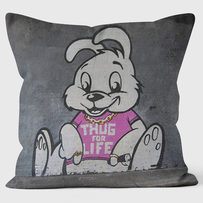 Thug Bunny Banksy Inspired - Graffiti Art Cushion