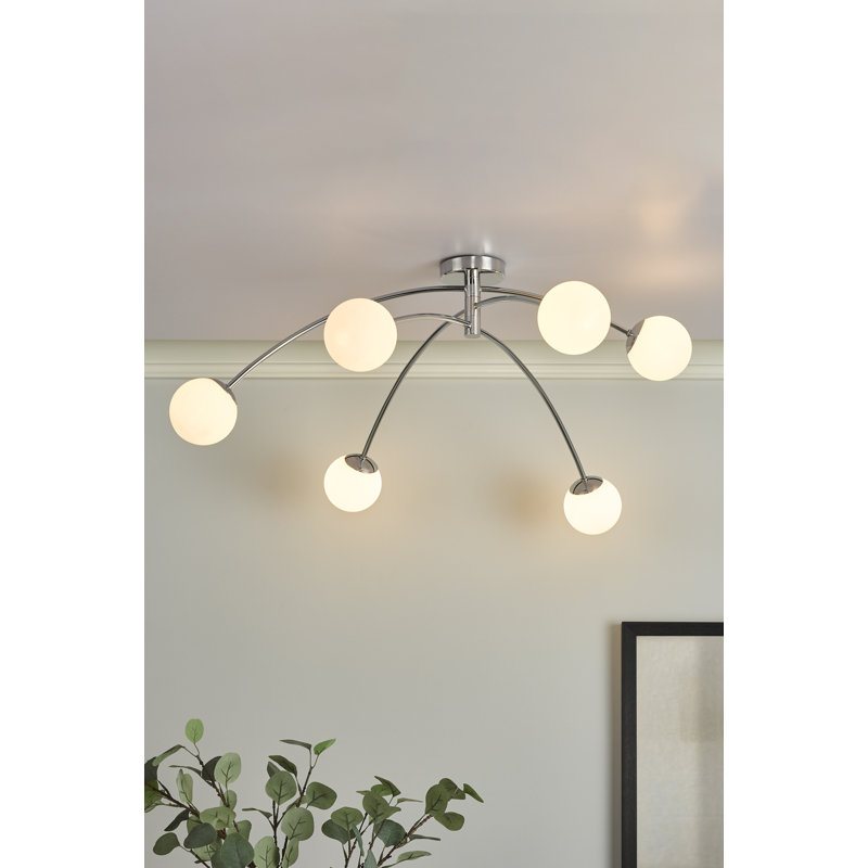 Silvia Glass Semi Flush Mount, Chrome