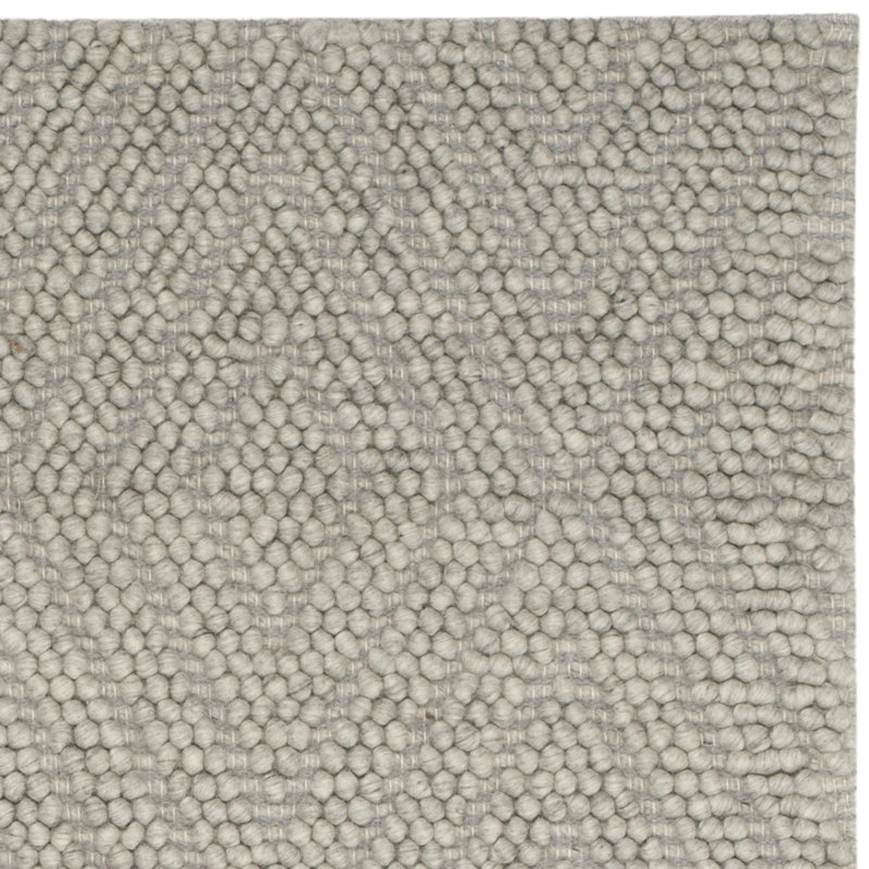 Russo Hand Woven Wool/Cotton Geometric Rug in Silver, Square 6'
